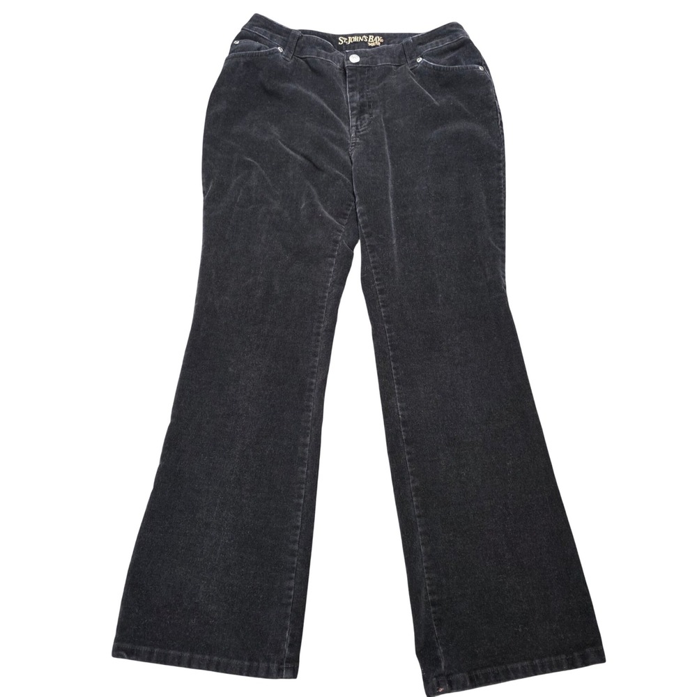 St. John's Bay Corduroy Bootcut Pants Women's Size 10P Black Stretch 5-Pocket